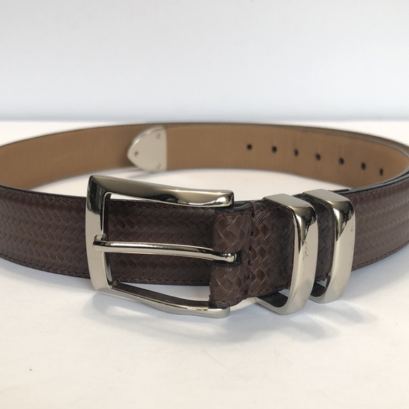 Men’s Brown Woven Leather Belt size 38 - Picture 1 of 10